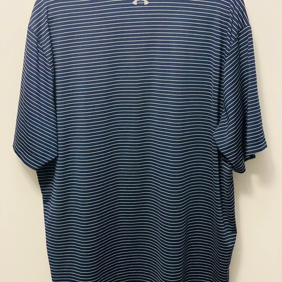 Under Armour Men's Blue and White Striped Polo - Picture 5 of 5